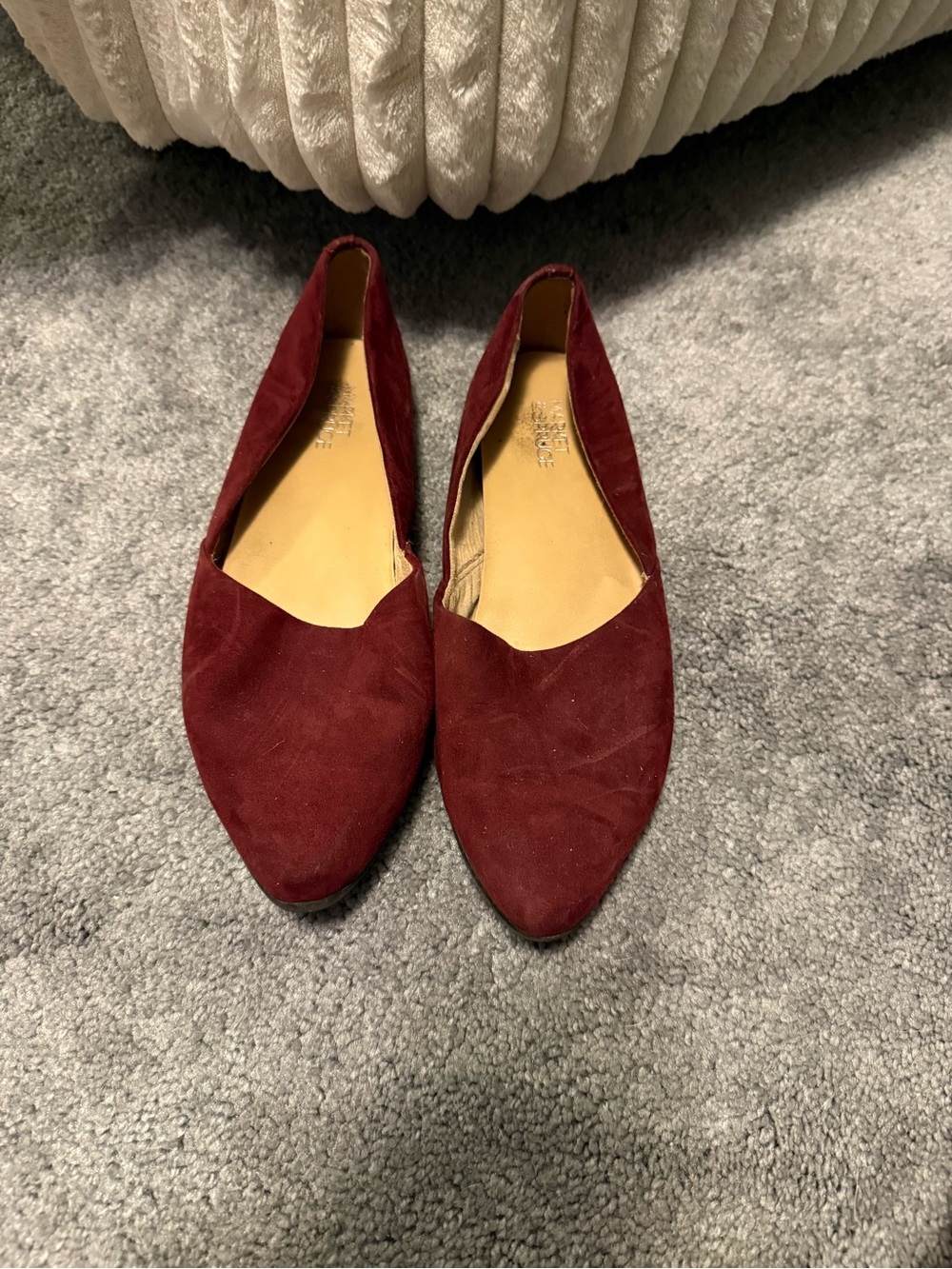 Market & Spruce Burgundy Suede Pointed Ballet Flats